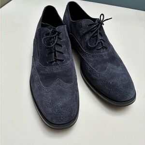 Classic Navy Blue Suede Women's Dress Shoes